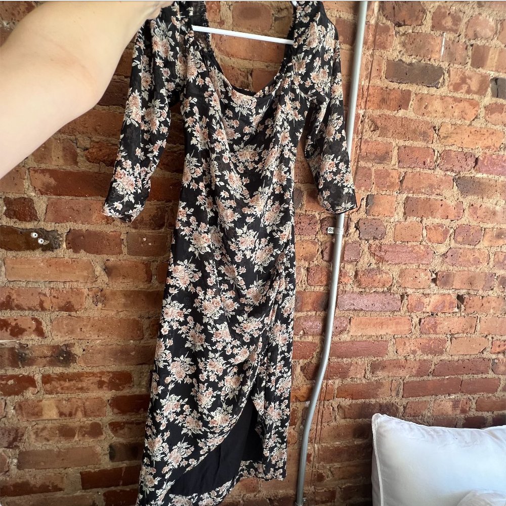 Black floral formal dress